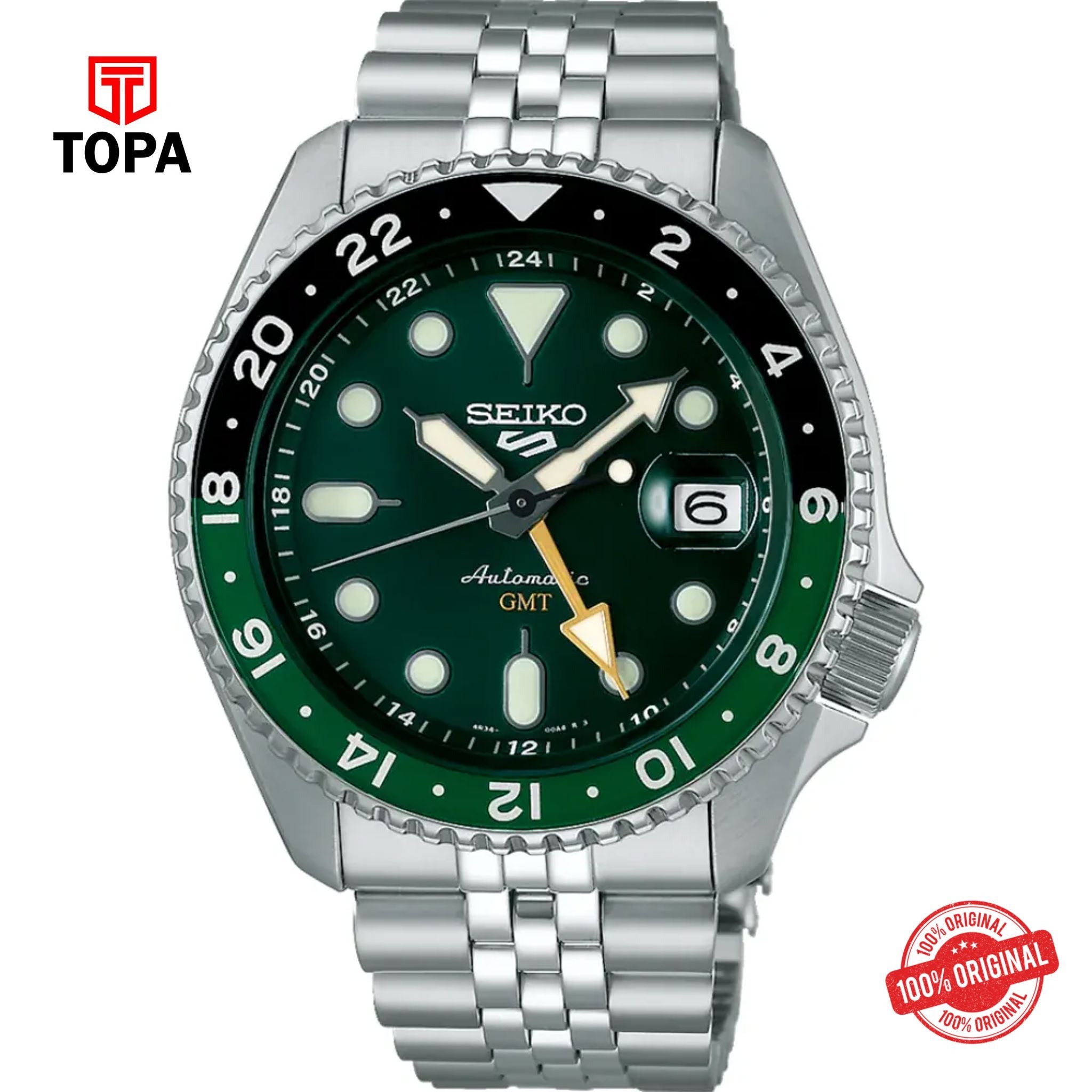 Topa Seiko-5-SSK035K1-GMT-Metal-Band-Men-Watch - Product Image 1