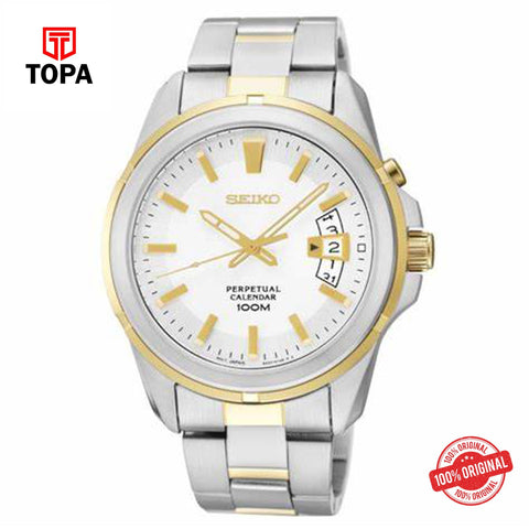 Topa Seiko-SNQ132P1-Mens-Quartz-Calendar-Classic-White-Dial-Stain - Product Image 1