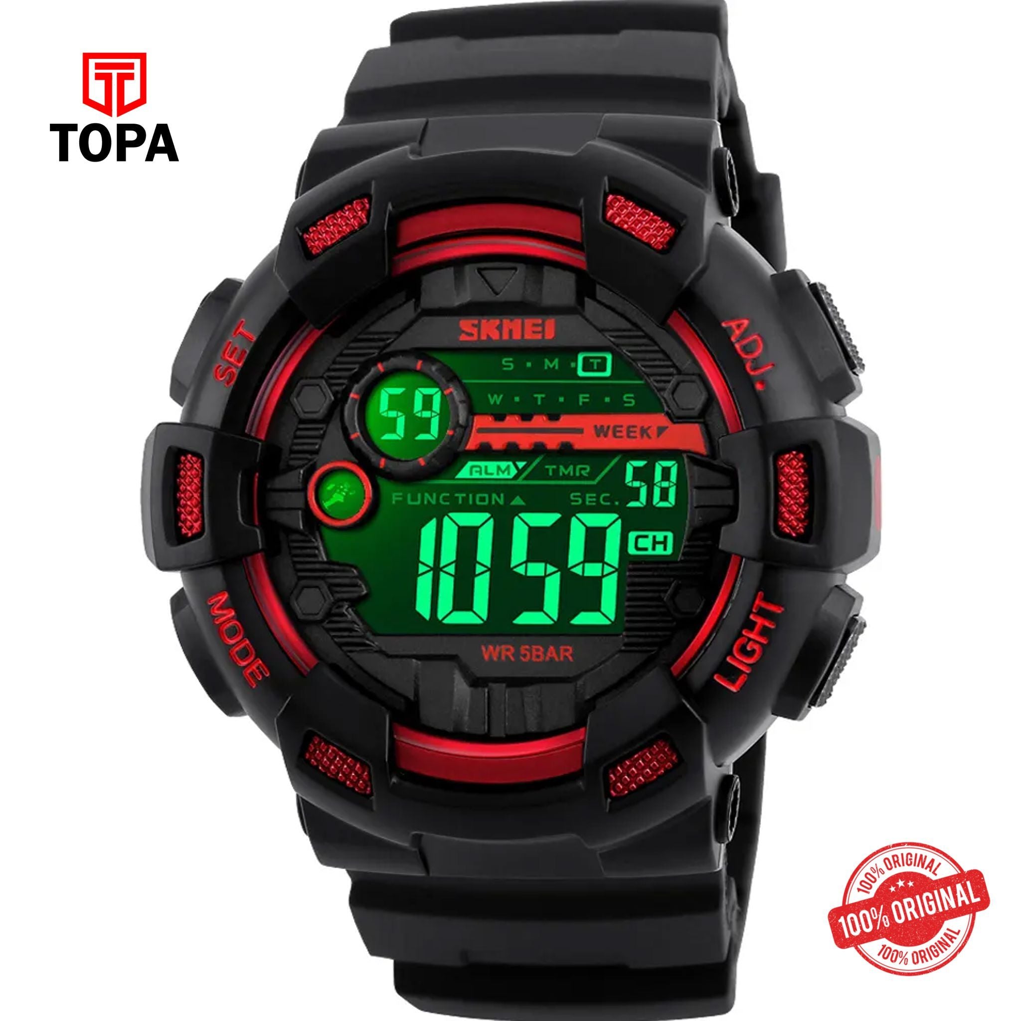 Topa Skemi-1243-G-RED-BLK-Digital-Men-Watch - Product Image 1