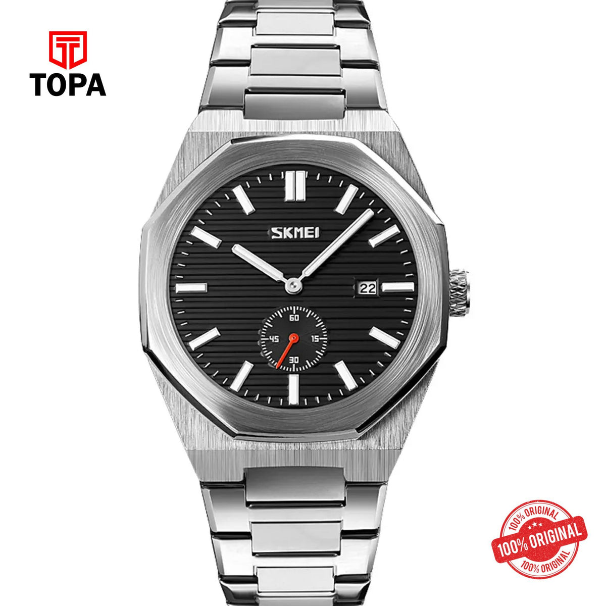 Topa Skemi-9262-CH-BLK-Metal-Band-Men-Watch - Product Image 1