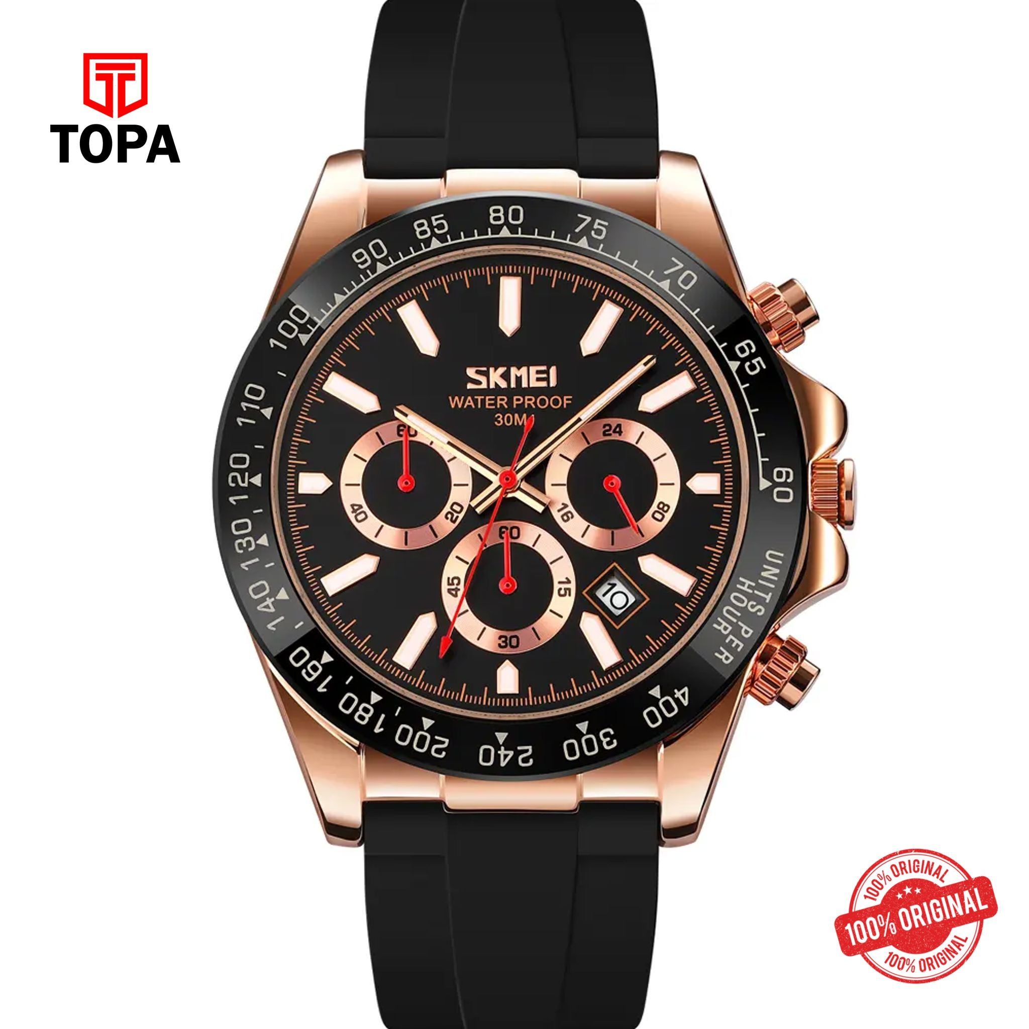 Topa Skemi-9275-RS-BLK-Rubber-Band-Men-Watch - Product Image 1