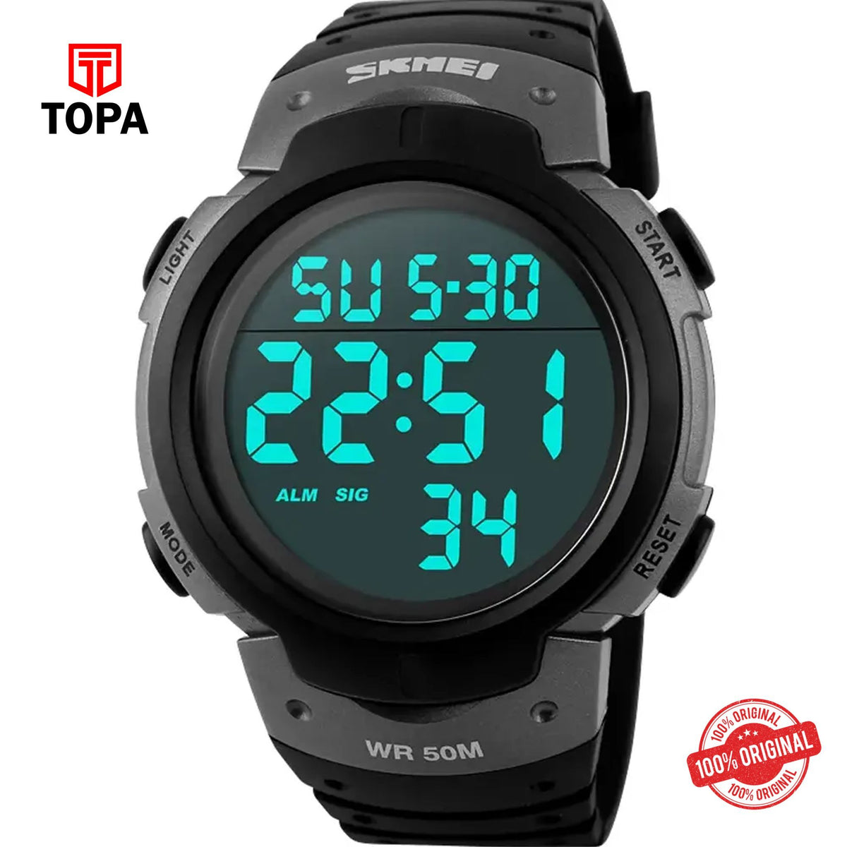 Topa Skmei-1068-GRYBLK-DIGI-Rubber-Band-Men-Watch - Product Image 1