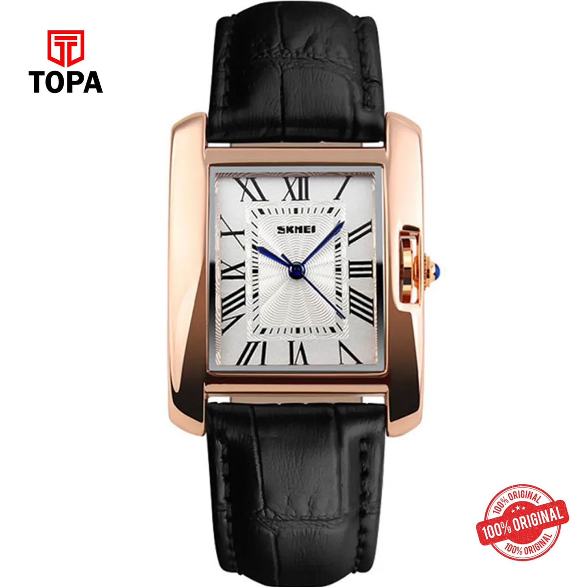 Topa Skmei-1085-RSBLK-WHT-Leather-Band-Women-Watch - Product Image 1