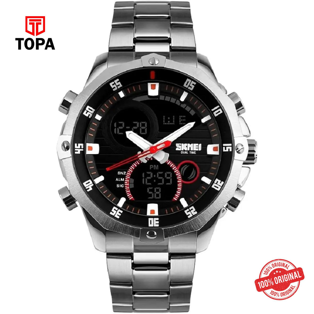 Topa Skmei-1146-G-CH-BLK-DTIME-Metal-Band-Men-Watch - Product Image 1