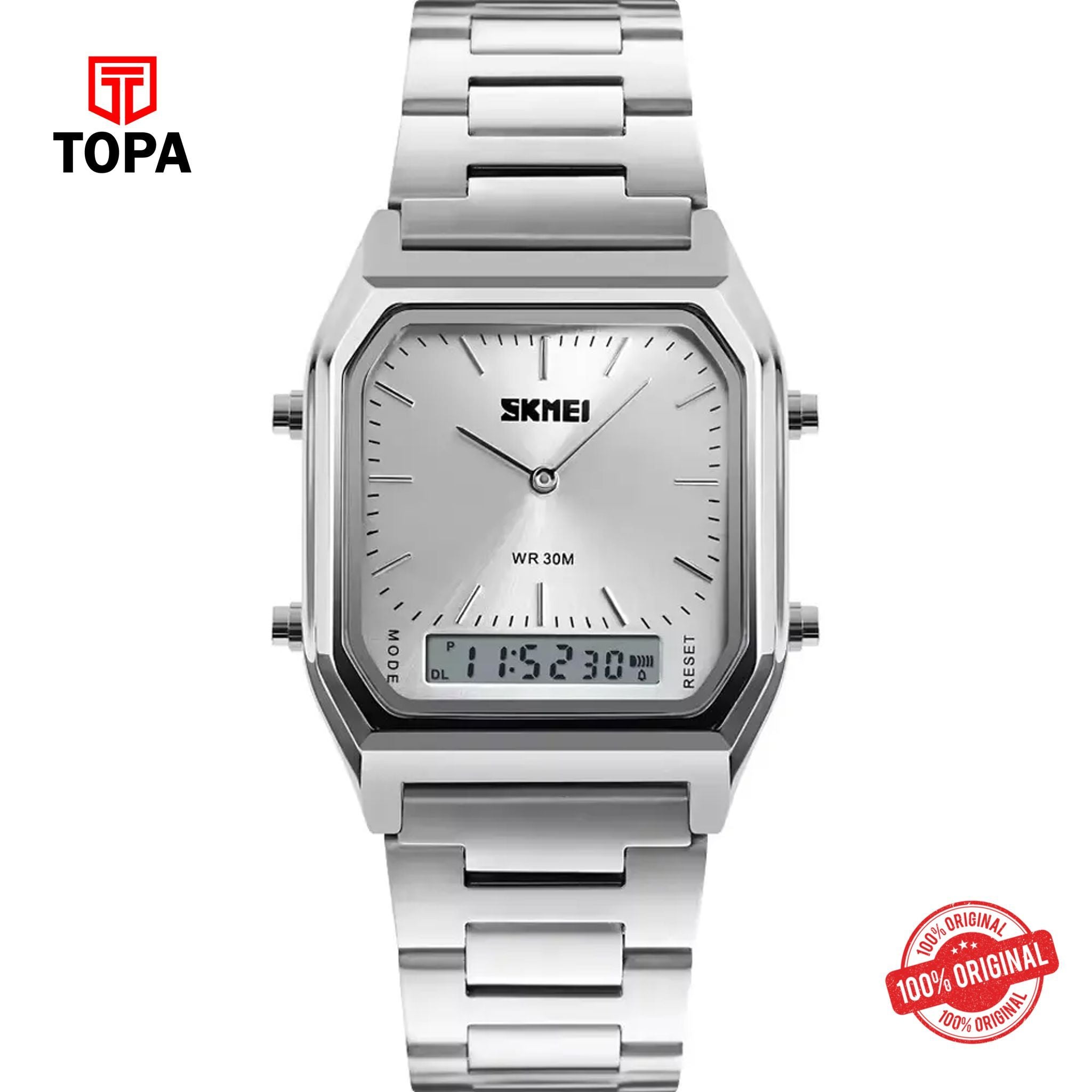 Topa Skmei-1220-G-CH-WHT-Metal-Band-Men-Watch - Product Image 1