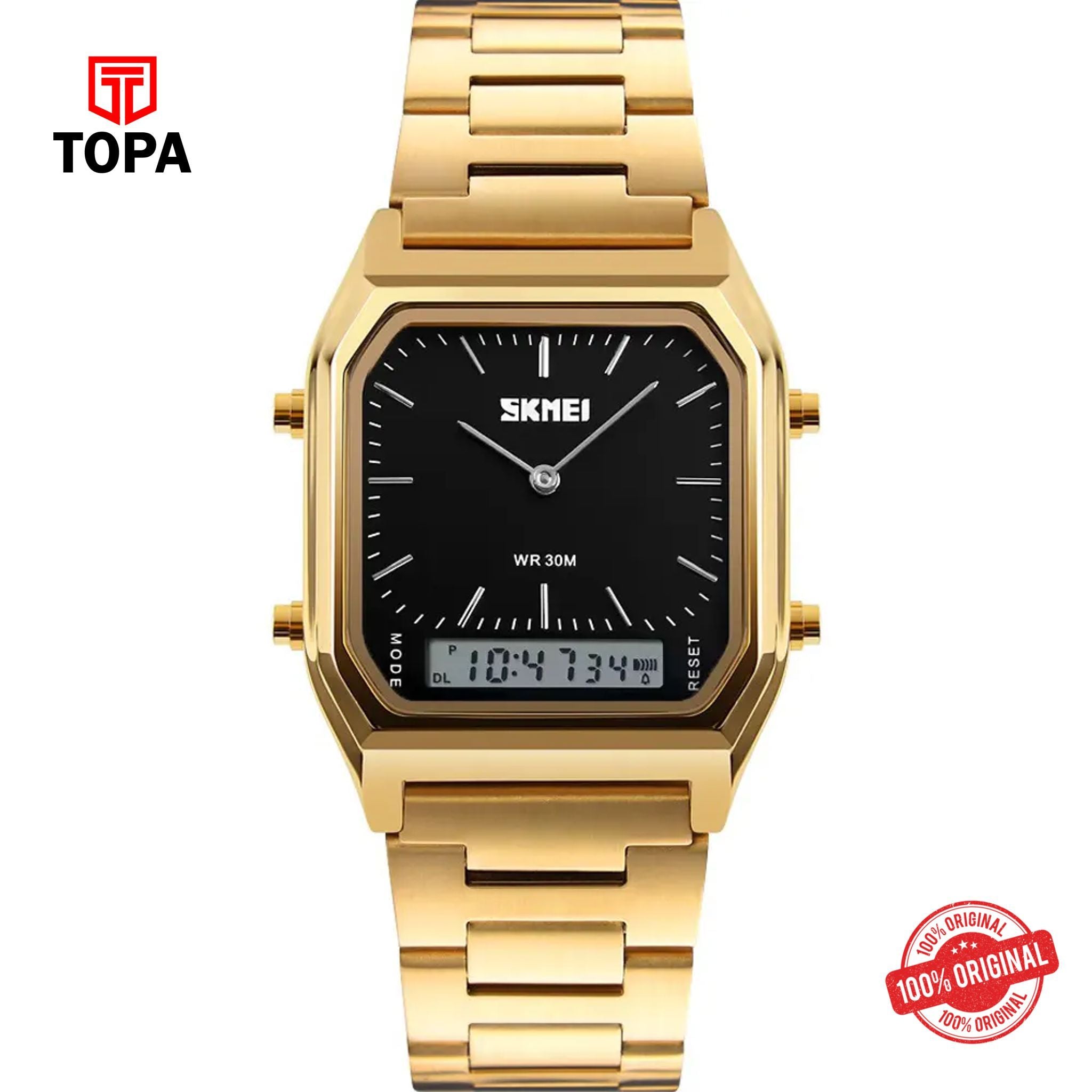 Topa Skmei-1220-G-GLD-BLK-Metal-Band-Men-Watch - Product Image 1