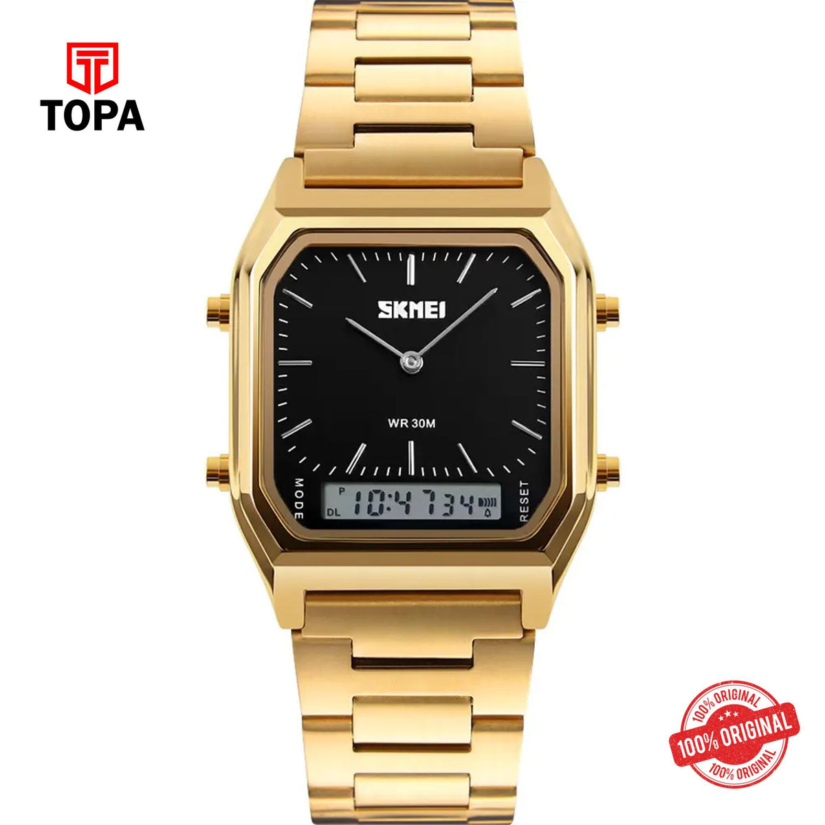 Topa Skmei-1220-G-GLD-BLK-Metal-Band-Men-Watch - Product Image 1