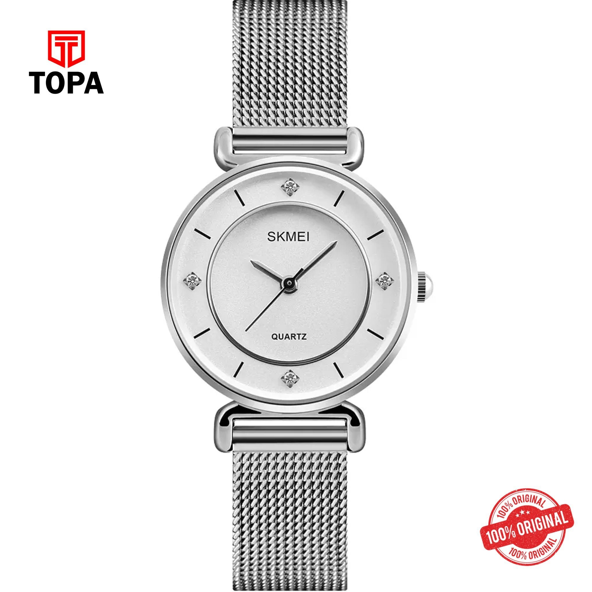 Topa Skmei-1330-CH-WHT-Mesh-Band-Women-Watch - Product Image 1