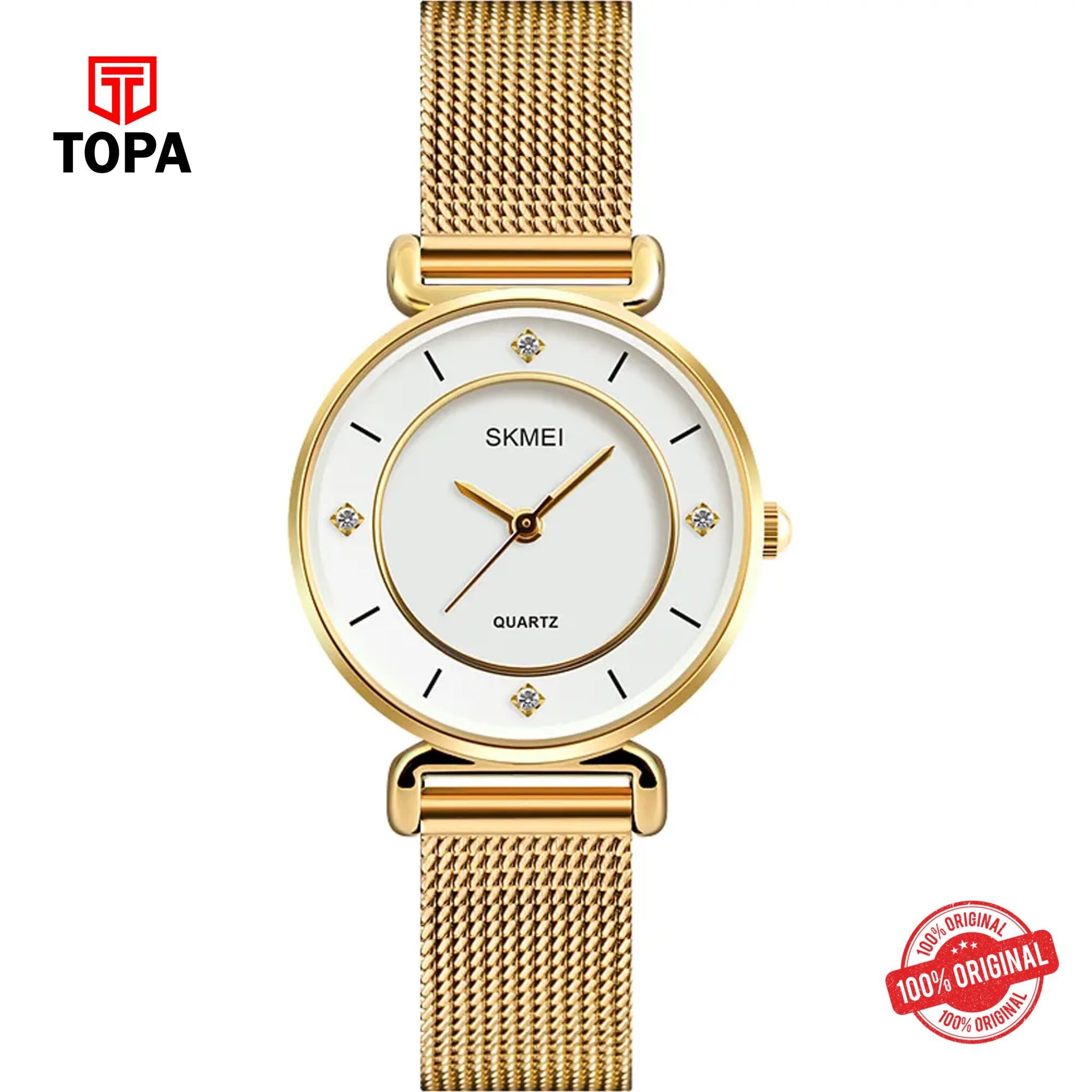 Topa Skmei-1330-GLD-WHT-Mesh-Band-Women-Watch - Product Image 1