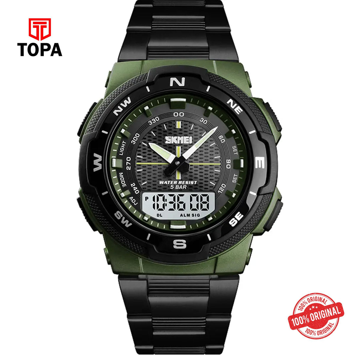 Topa Skmei-1370-G-GN-BK-Dual-TIME-Men-Watch - Product Image 1
