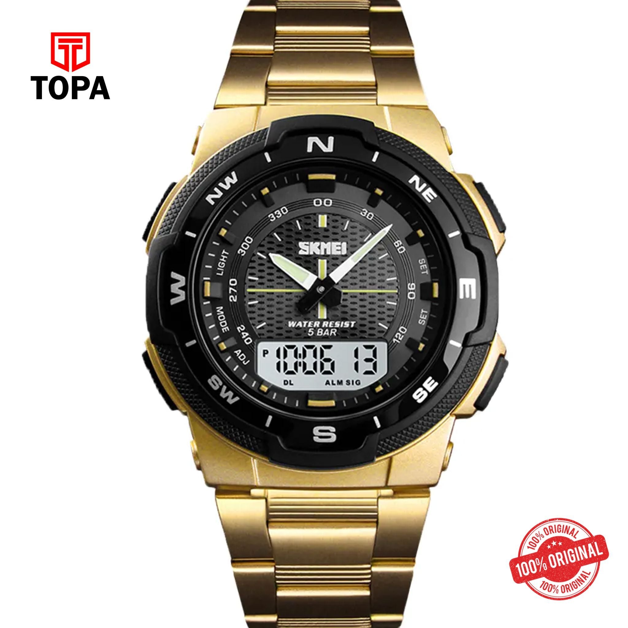 Topa Skmei-1370-GLDBLK-DTIME-Metal-Band-Men-Watch - Product Image 1