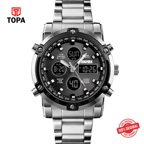 Topa Skmei-1389-CHGRY-DTIME-Metal-Band-Men-Watch - Product Image 1