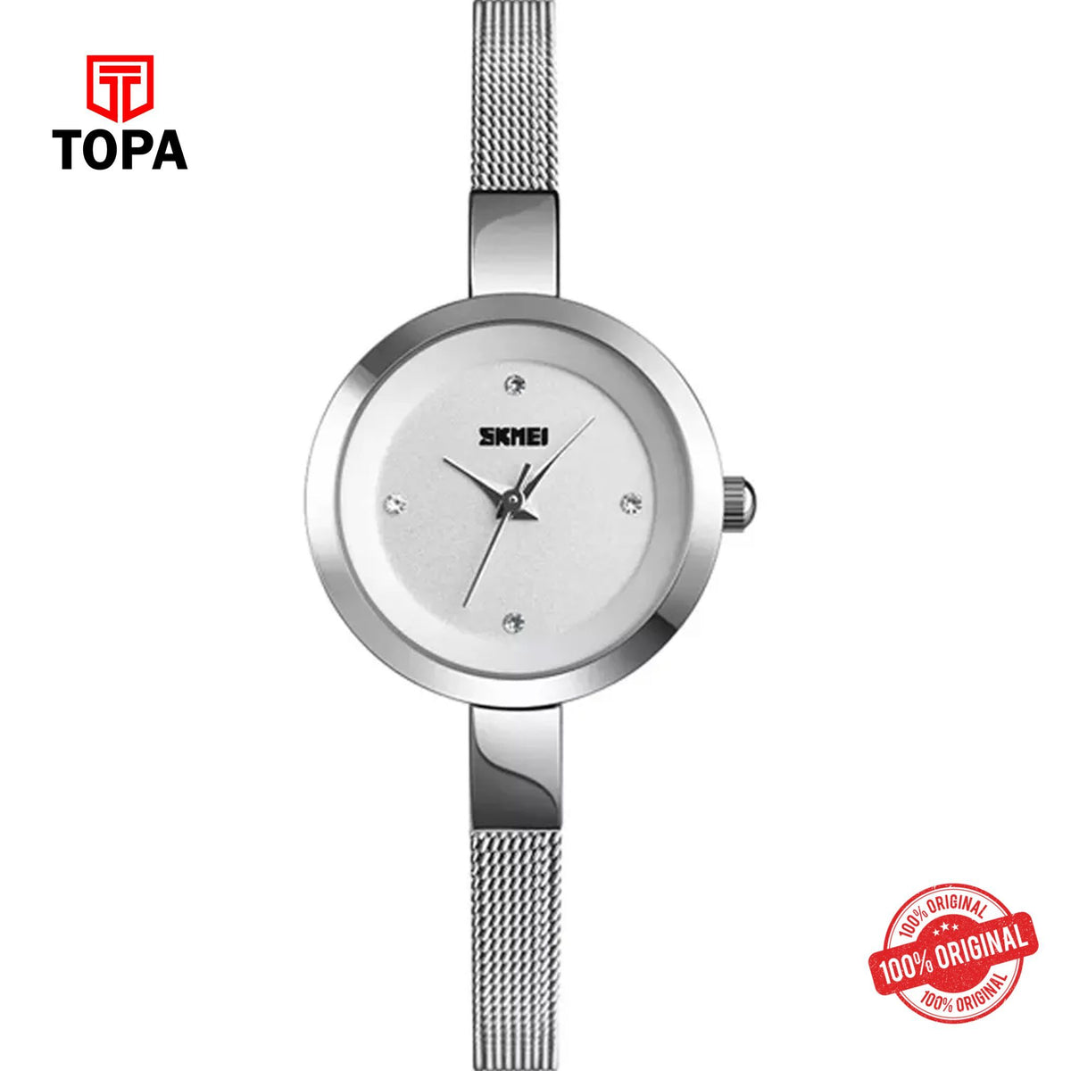 Topa Skmei-1390-L-CH-WHT-Mesh-Band-Women-Watch - Product Image 1
