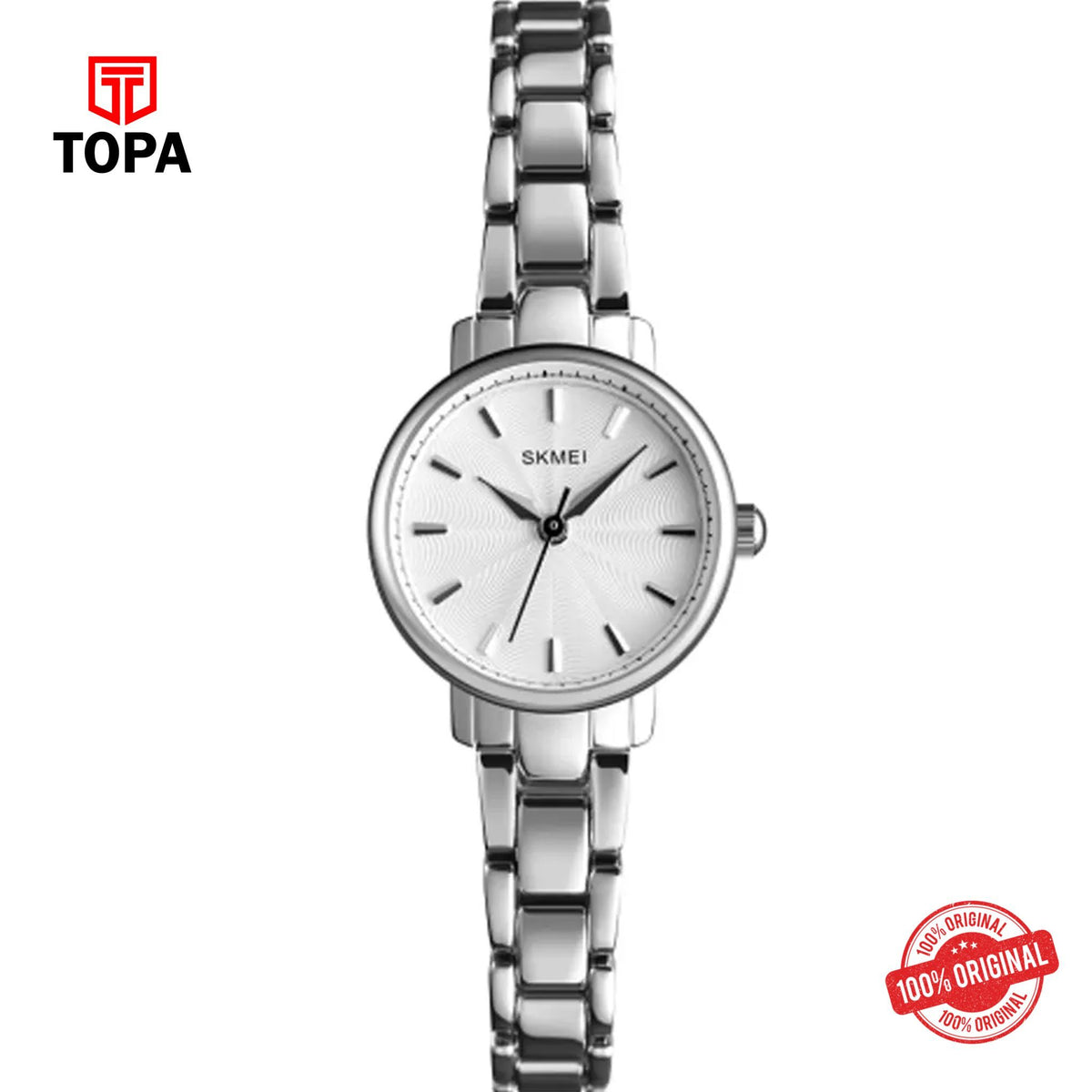 Topa Skmei-1410-CH-WHT-Metal-Band-Women-Watch - Product Image 1