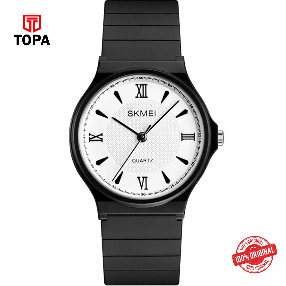 Topa Skmei-1422-BLK-WHT-Rubber-Band-Women-Watch - Product Image 1