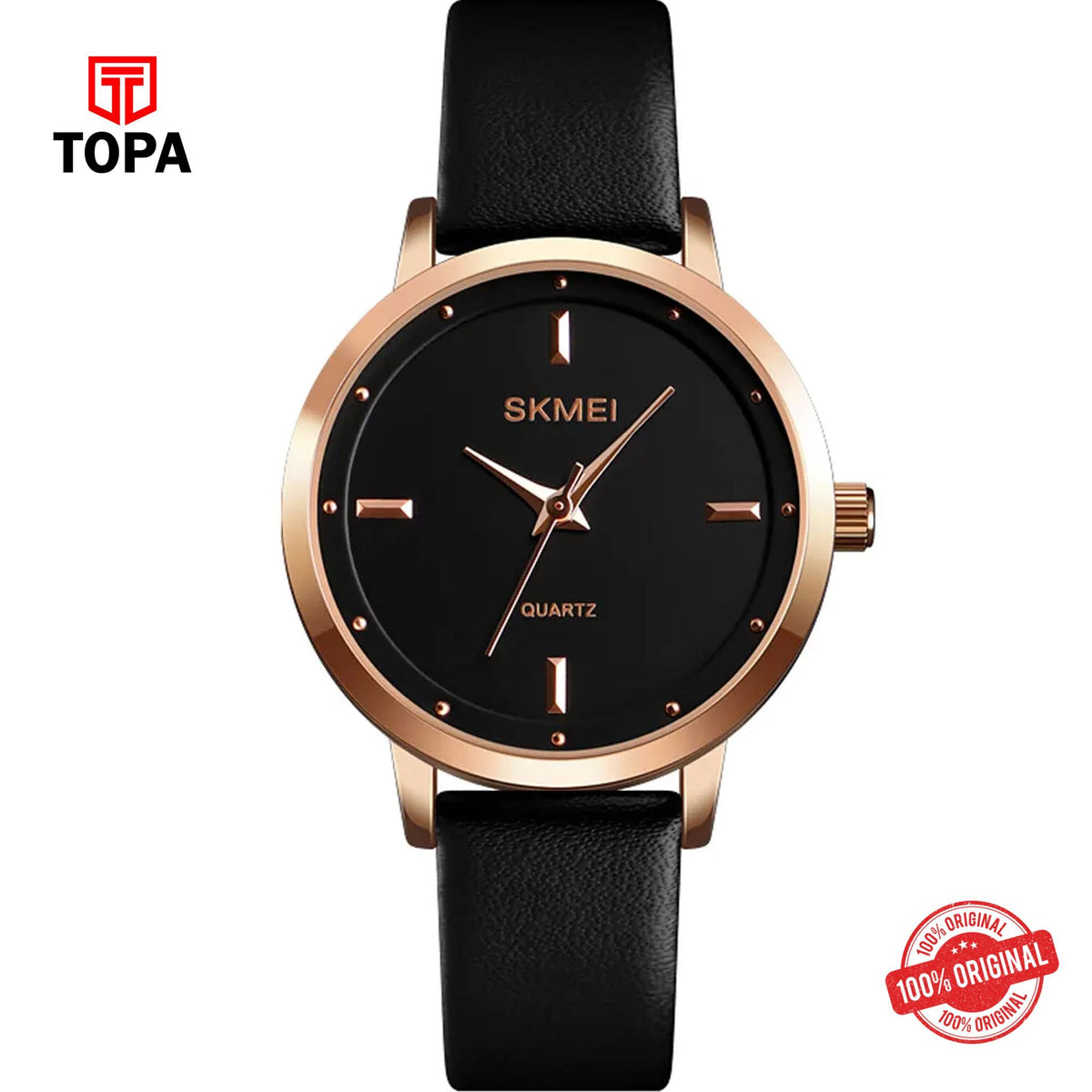Topa Skmei-1457-RGBLK-BLK-Leather-Band-Women-Watch - Product Image 1