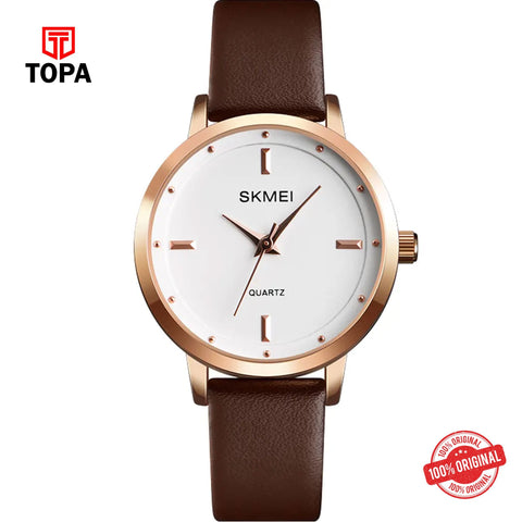 Topa Skmei-1457-RGBRN-WHT-Leather-Band-Women-Watch - Product Image 1