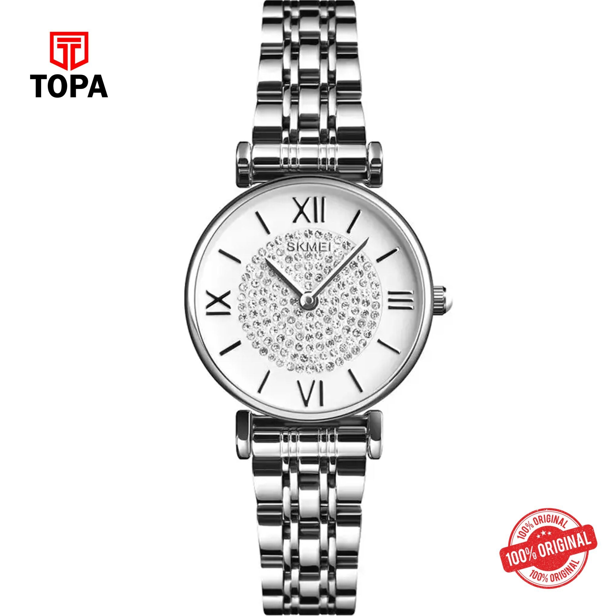 Topa Skmei-1533-CH-WHT-Metal-Band-Women-Watch - Product Image 1