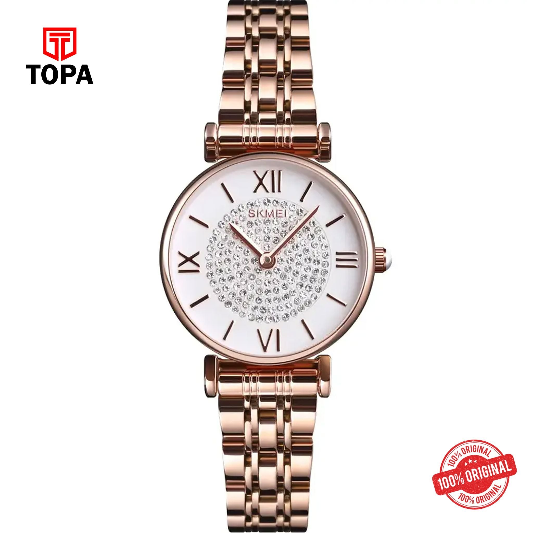 Topa Skmei-1533-RS-WHT-Metal-Band-Women-Watch - Product Image 1