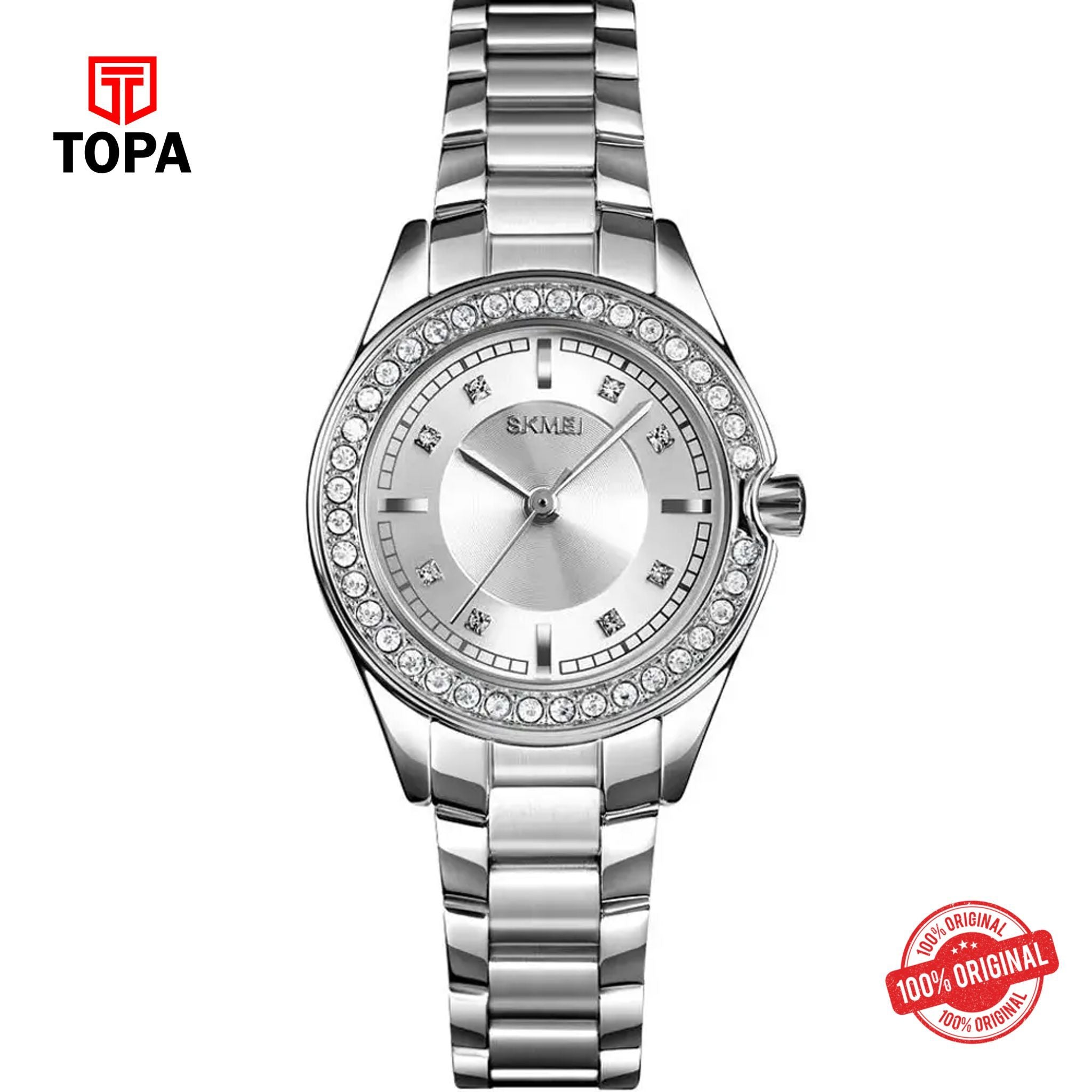 Topa Skmei-1534-CH-WHT-Metal-Band-Women-Watch - Product Image 1