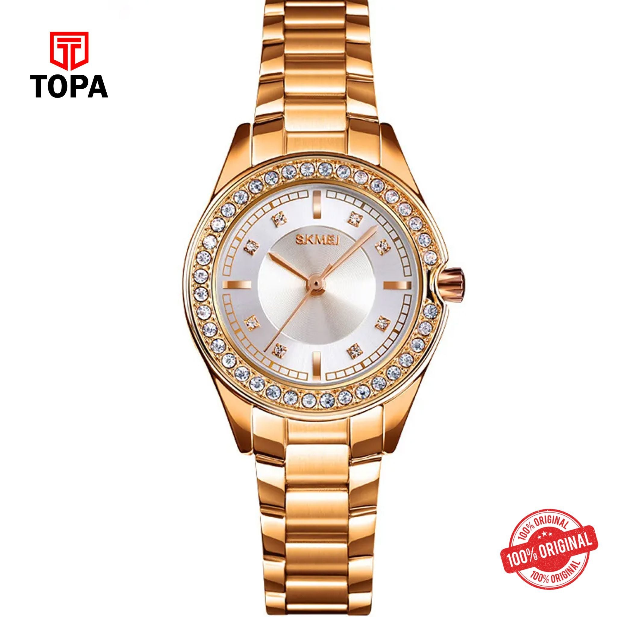 Topa Skmei-1534-GLD-WHT-Metal-Band-Women-Watch - Product Image 1
