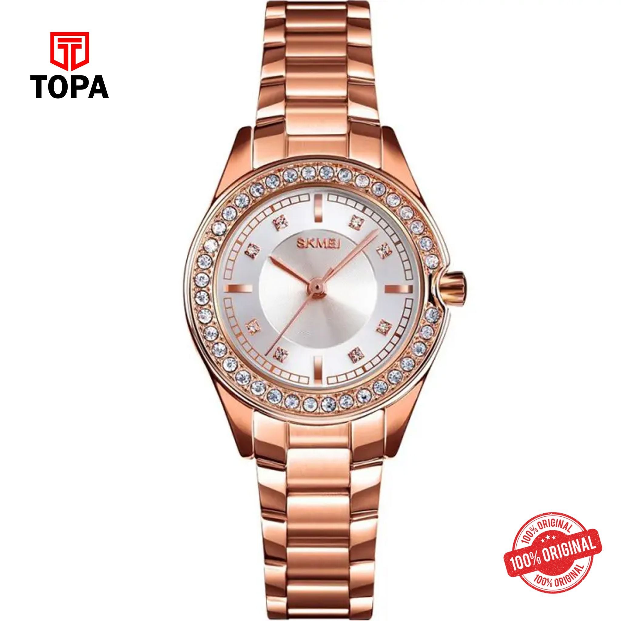 Topa Skmei-1534-RS-WHT-Metal-Band-Women-Watch - Product Image 1
