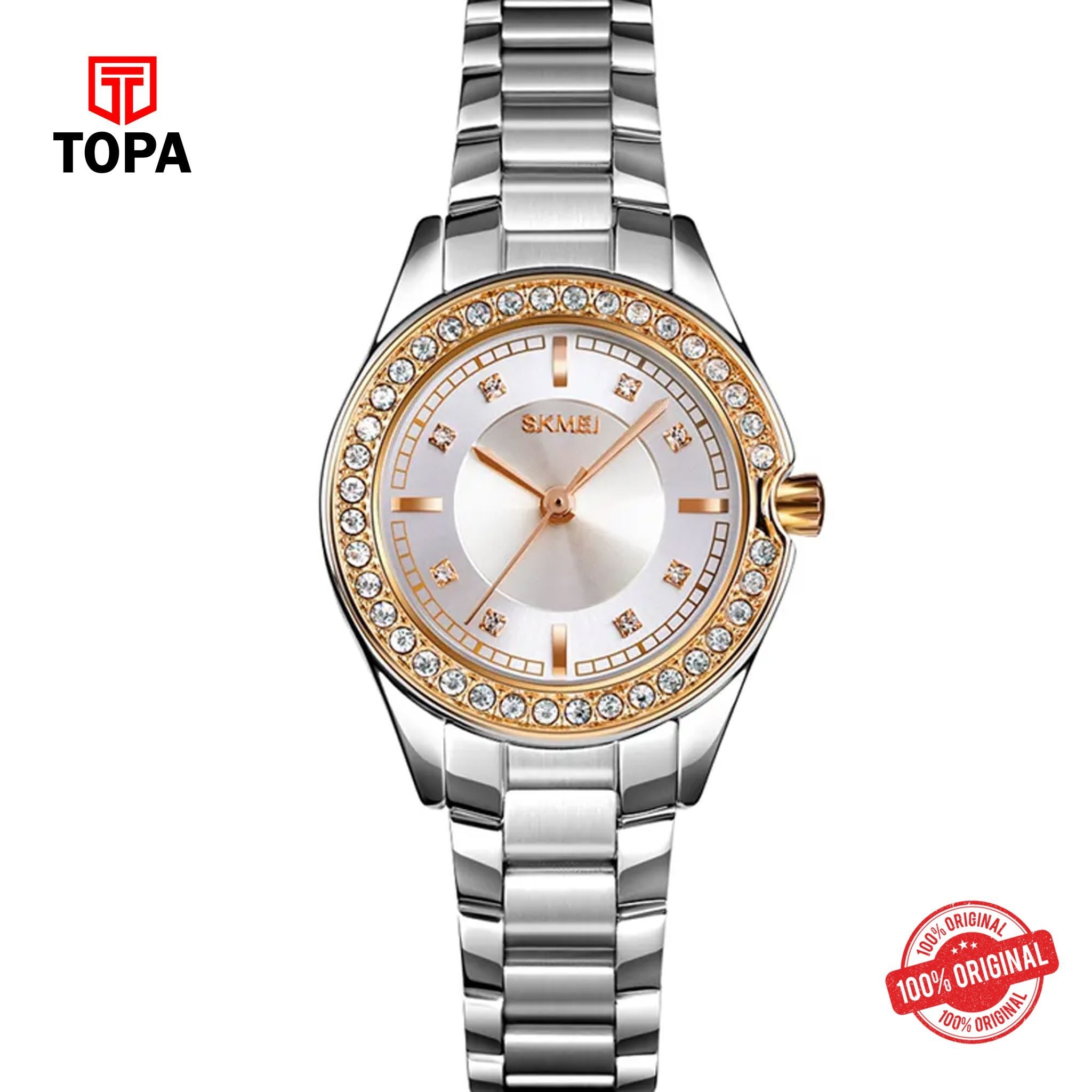 Topa Skmei-1534-TT-GLD-WHT-Metal-Band-Women-Watch - Product Image 1