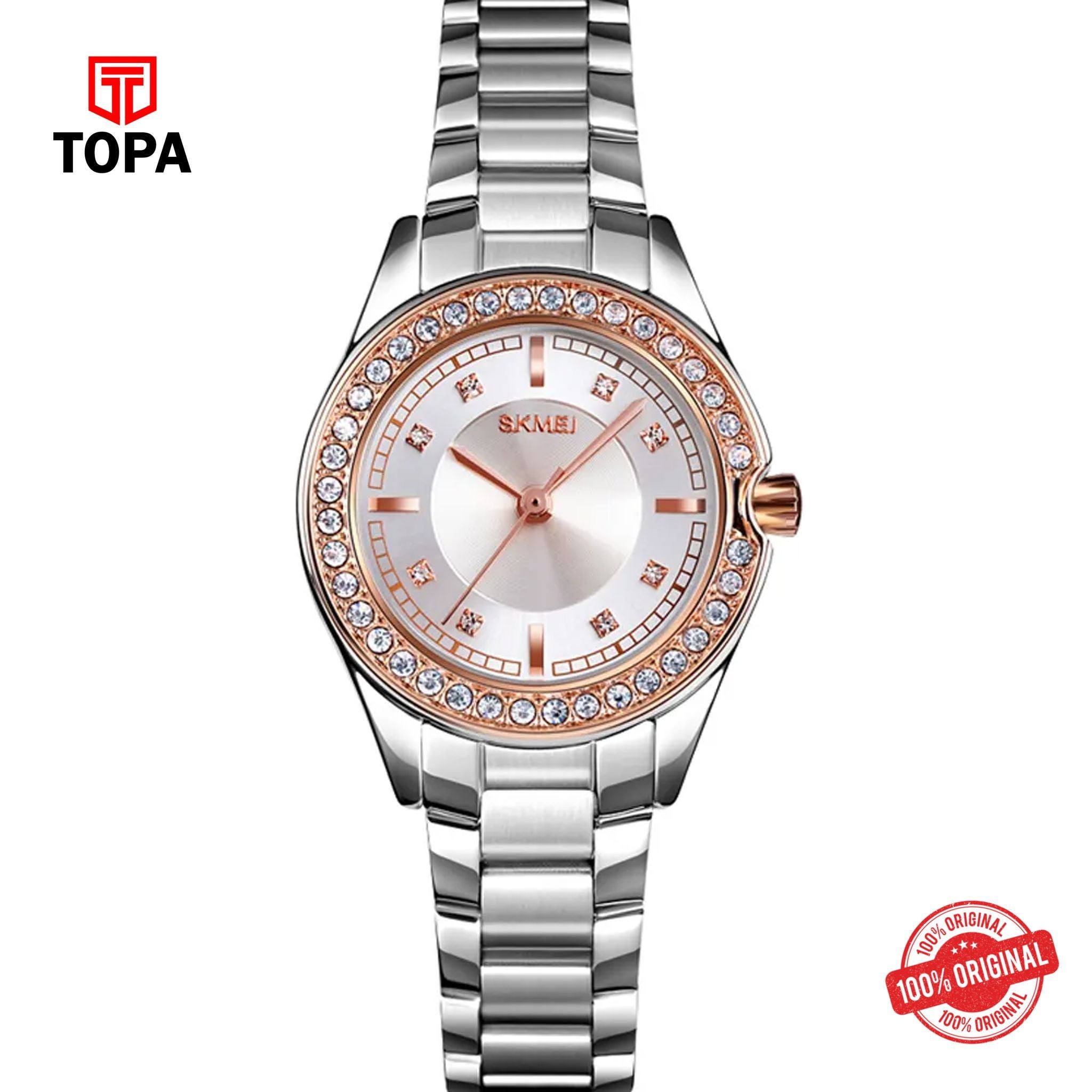 Topa Skmei-1534-TT-RS-WHT-Metal-Band-Women-Watch - Product Image 1