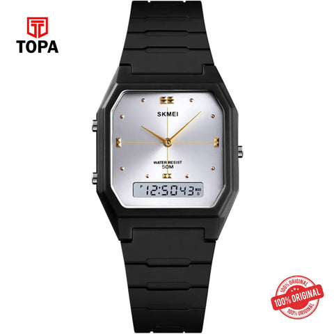 Topa Skmei-1604-G-BKWT-Dual-Time-Rubber-Band-Men-Watch - Product Image 1