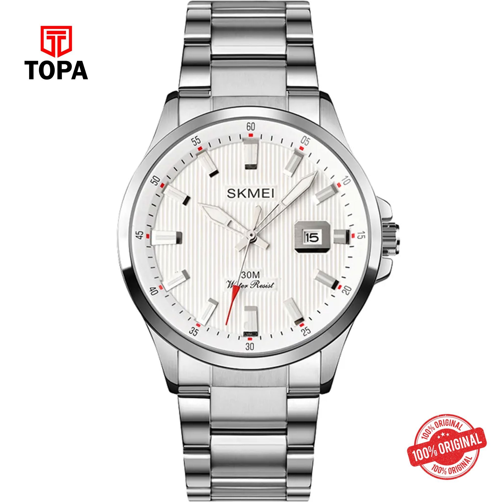 Topa Skmei-1654-CH-WHT-Metal-Band-Men-Watch - Product Image 1