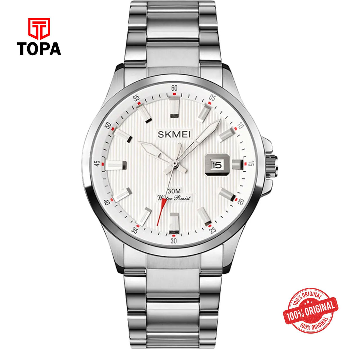Topa Skmei-1654-CH-WHT-Metal-Band-Men-Watch - Product Image 1
