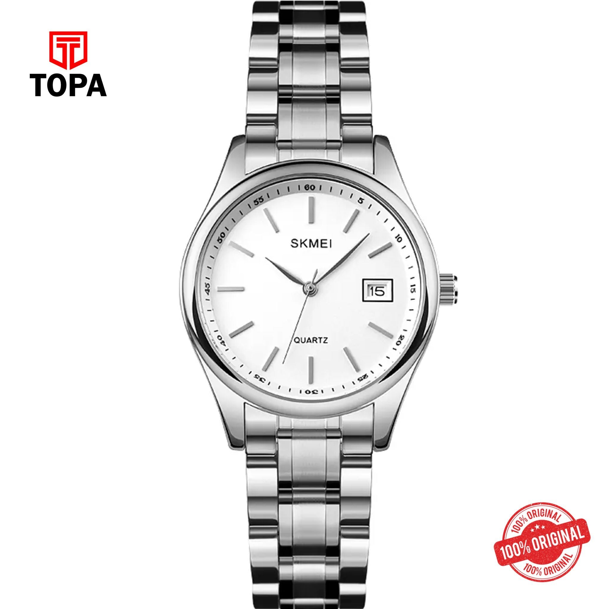 Topa Skmei-1693-CH-WHT-Metal-Band-Women-Watch - Product Image 1