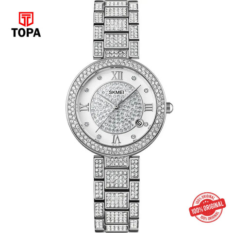 Topa Skmei-1739-CH-WHT-Metal-Band-Women-Watch - Product Image 1