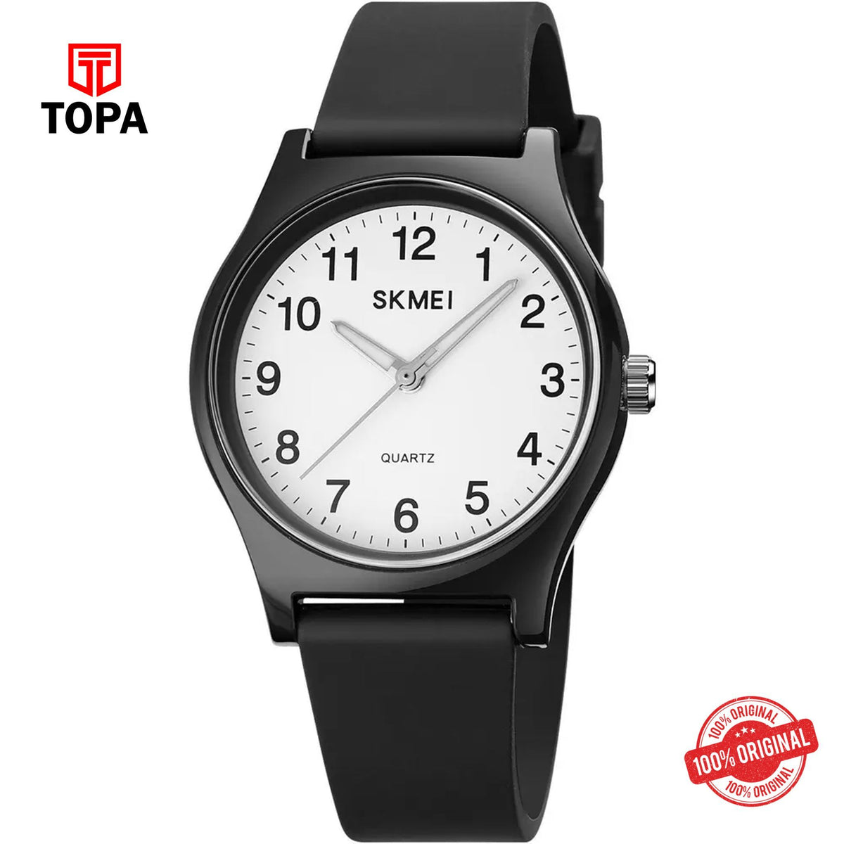 Topa Skmei-1760-BLK-WHT-Rubber-Band-Women-Watch - Product Image 1