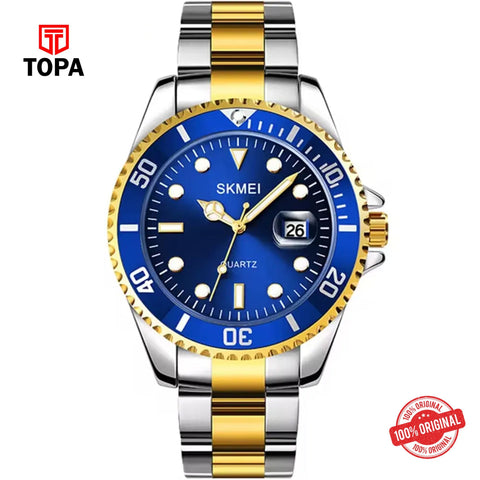 Topa Skmei-1779-G-T.T-GLD-BLU-Metal-Band-Watch - Product Image 1