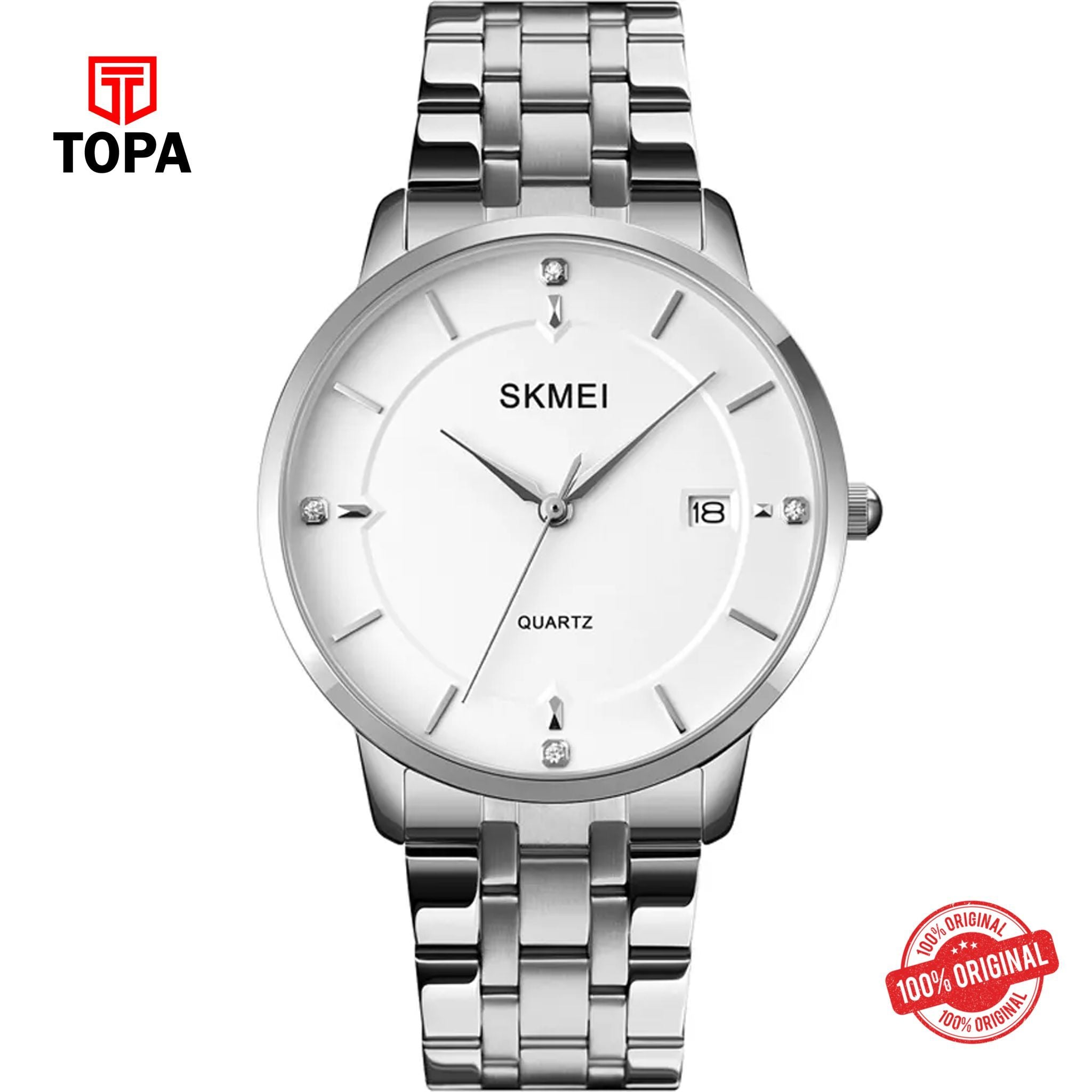 Topa Skmei-1801-G-CH-WHT-Metal-Band-Men-Watch - Product Image 1