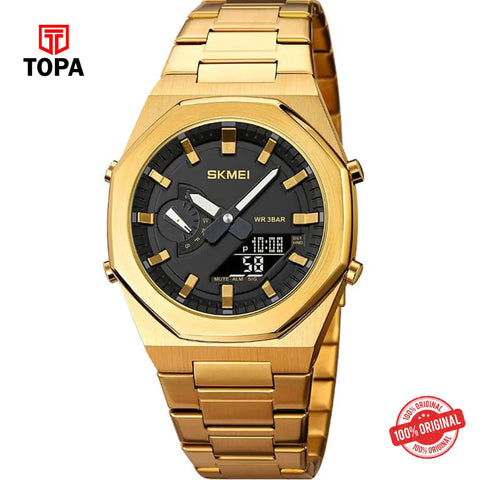 Topa Skmei-1816-G-GLD-BLK-DTIME-Metal-Band-Men-Watch - Product Image 1