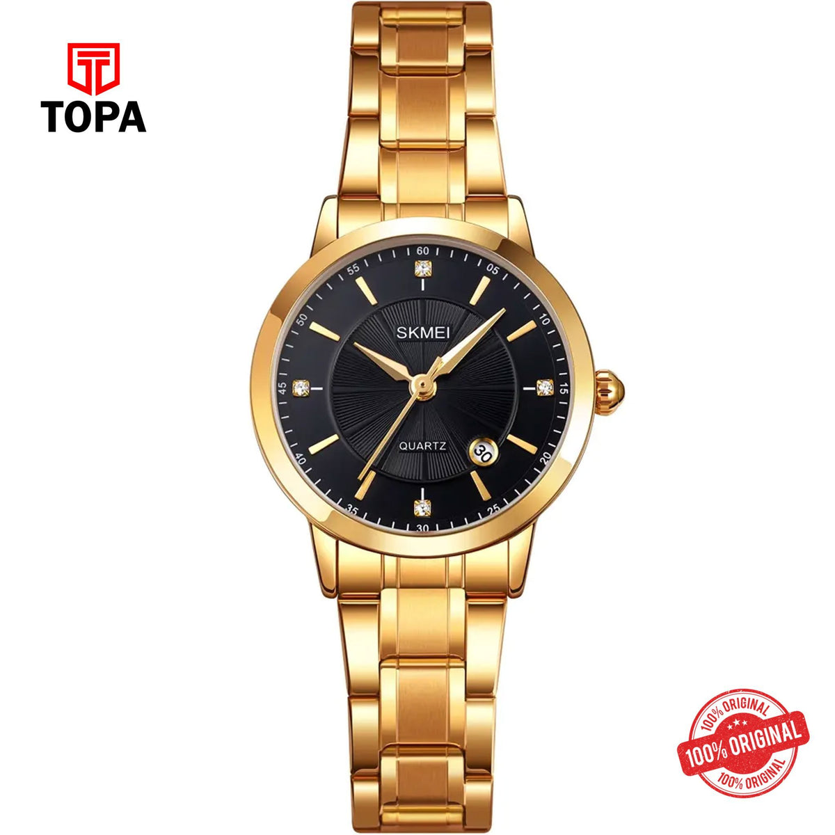 Topa Skmei-1819-GLD-BLK-Metal-Band-Women-Watch - Product Image 1
