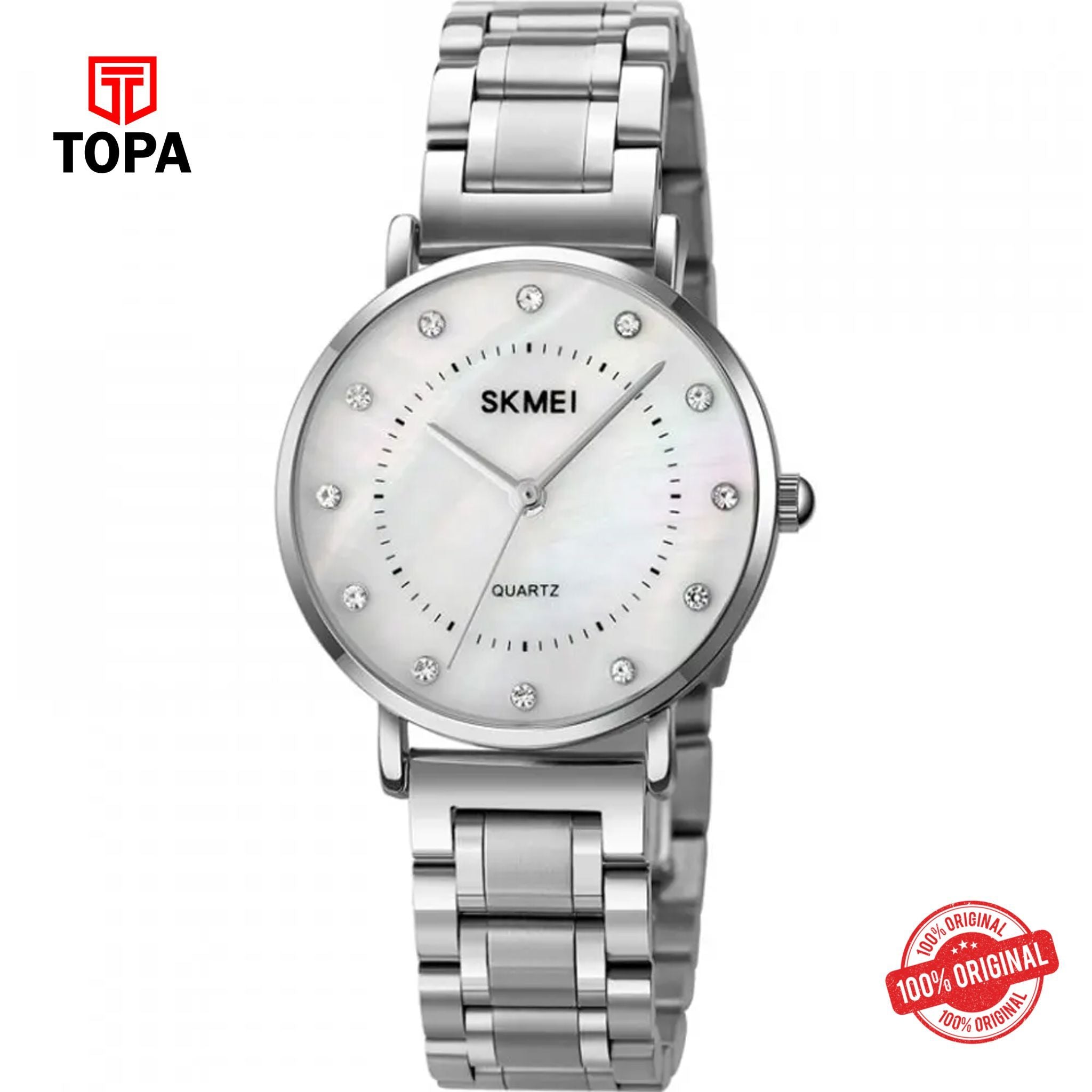 Topa Skmei-1840-CH-WHT-Metal-Band-Women-Watch - Product Image 1
