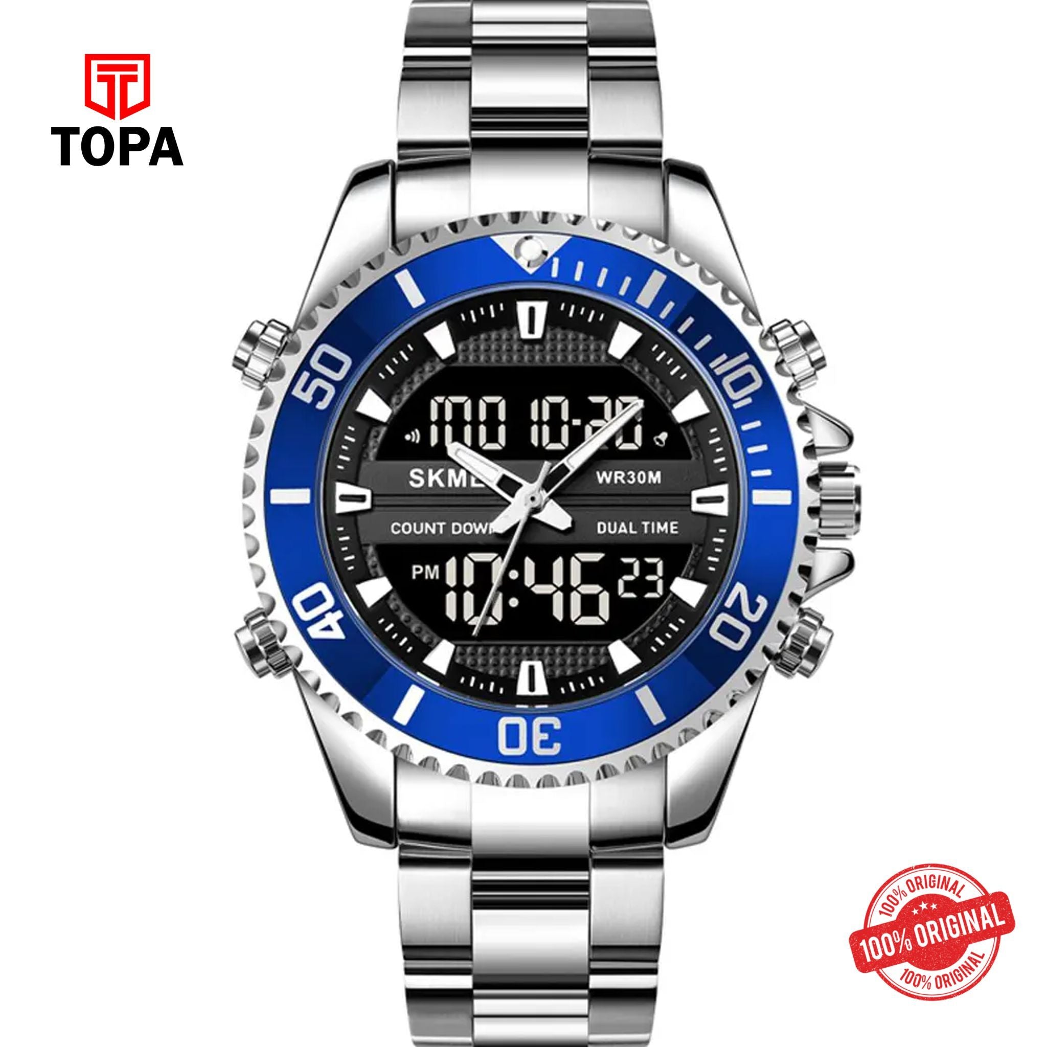 Topa Skmei-1850-G-CHBLU-BLK-Metal-Band-Men-Watch - Product Image 1