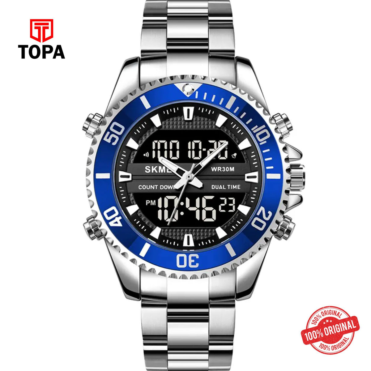 Topa Skmei-1850-G-CHBLU-BLK-Metal-Band-Men-Watch - Product Image 1