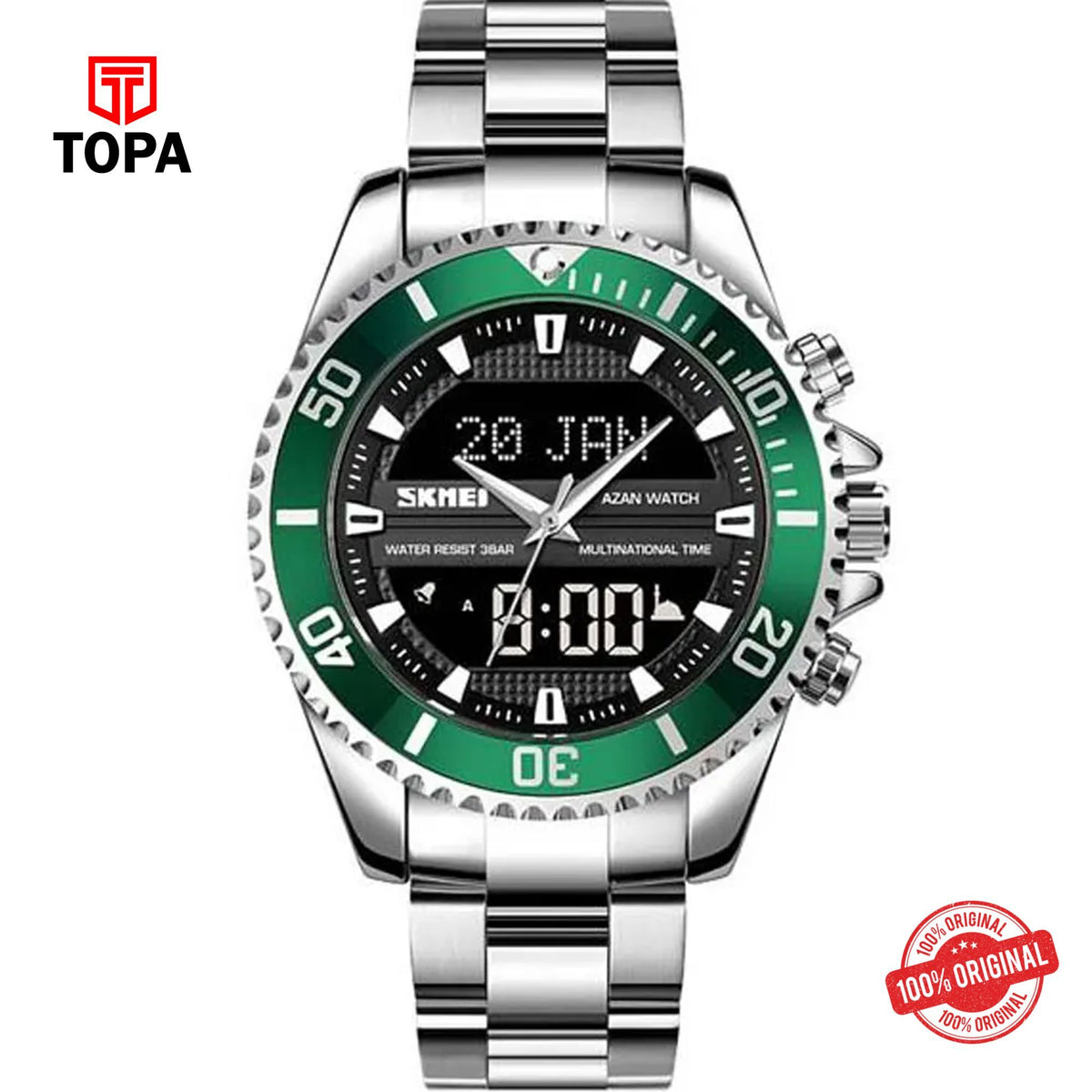 Topa Skmei-1850-G-CHGRN-BLK-Metal-Band-Men-Watch - Product Image 1