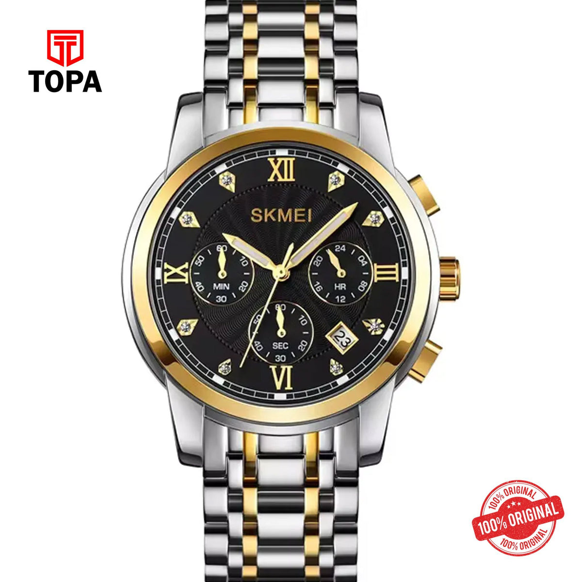 Topa Skmei-1904-TTGLD-BLK-Metal-Band-Men-Watch - Product Image 1