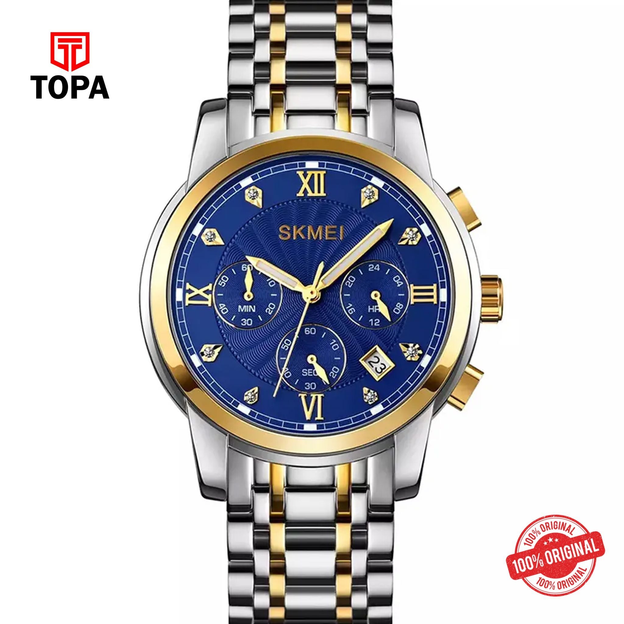 Topa Skmei-1904-TTGLD-BLU-Metal-Band-Men-Watch - Product Image 1