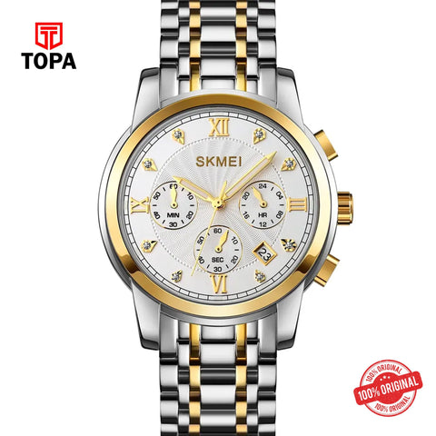 Topa Skmei-1904-TTGLD-WHT-Metal-Band-Men-Watch - Product Image 1