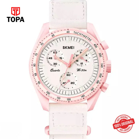 Topa Skmei-1982-PNK-WHT-Nylon-Band-Women-Watch - Product Image 1