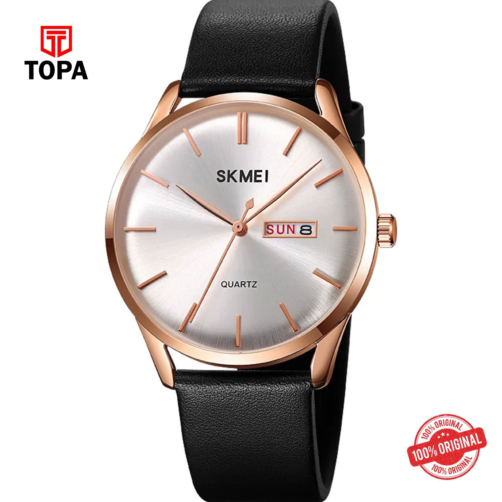 Topa Skmei-1991-RS-WHT-Leather-Band-Men-Watch - Product Image 1