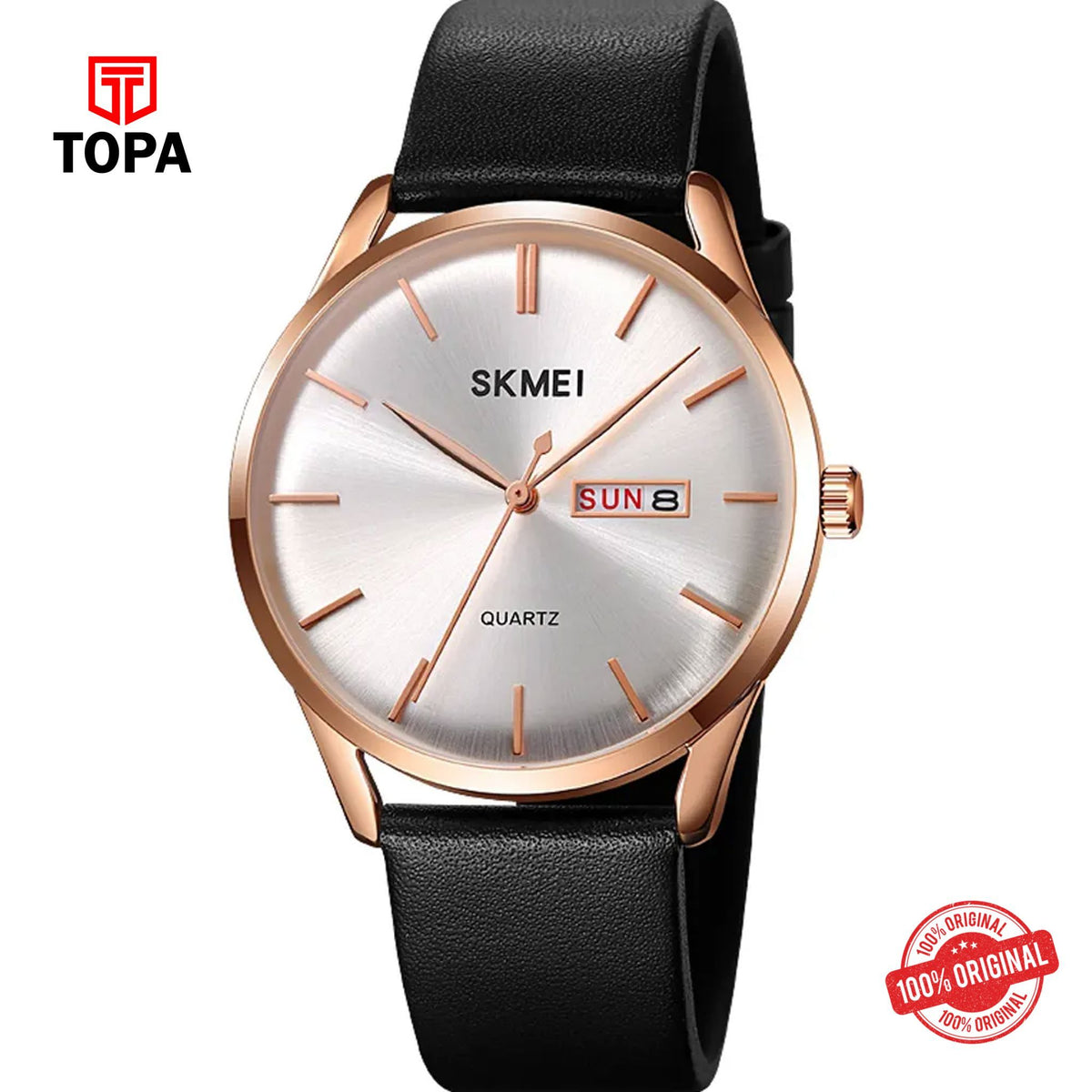 Topa Skmei-1991-RS-WHT-Leather-Band-Men-Watch - Product Image 1