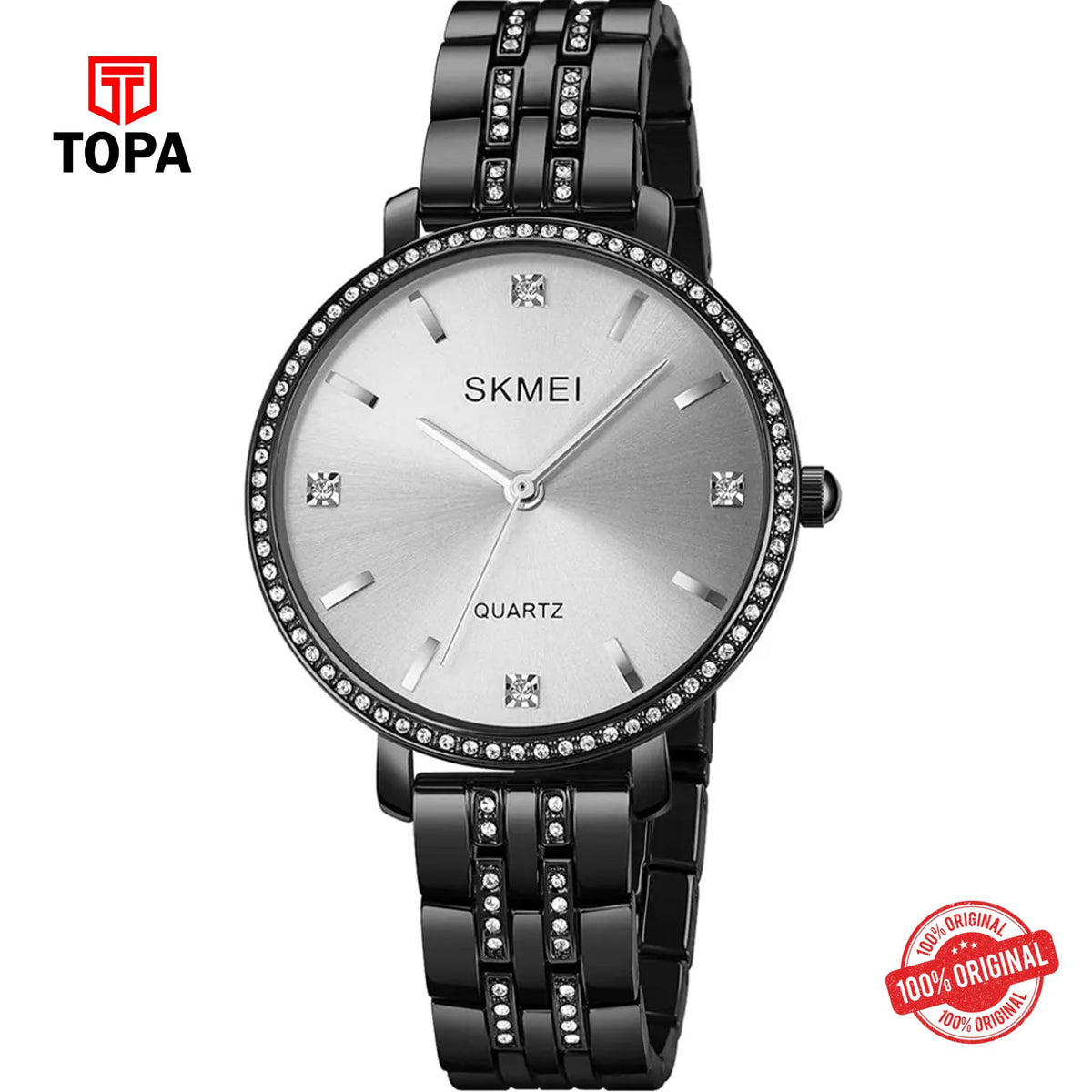 Topa Skmei-2006-L-BLK-WHT-Metal-Band-Women-Watch - Product Image 1