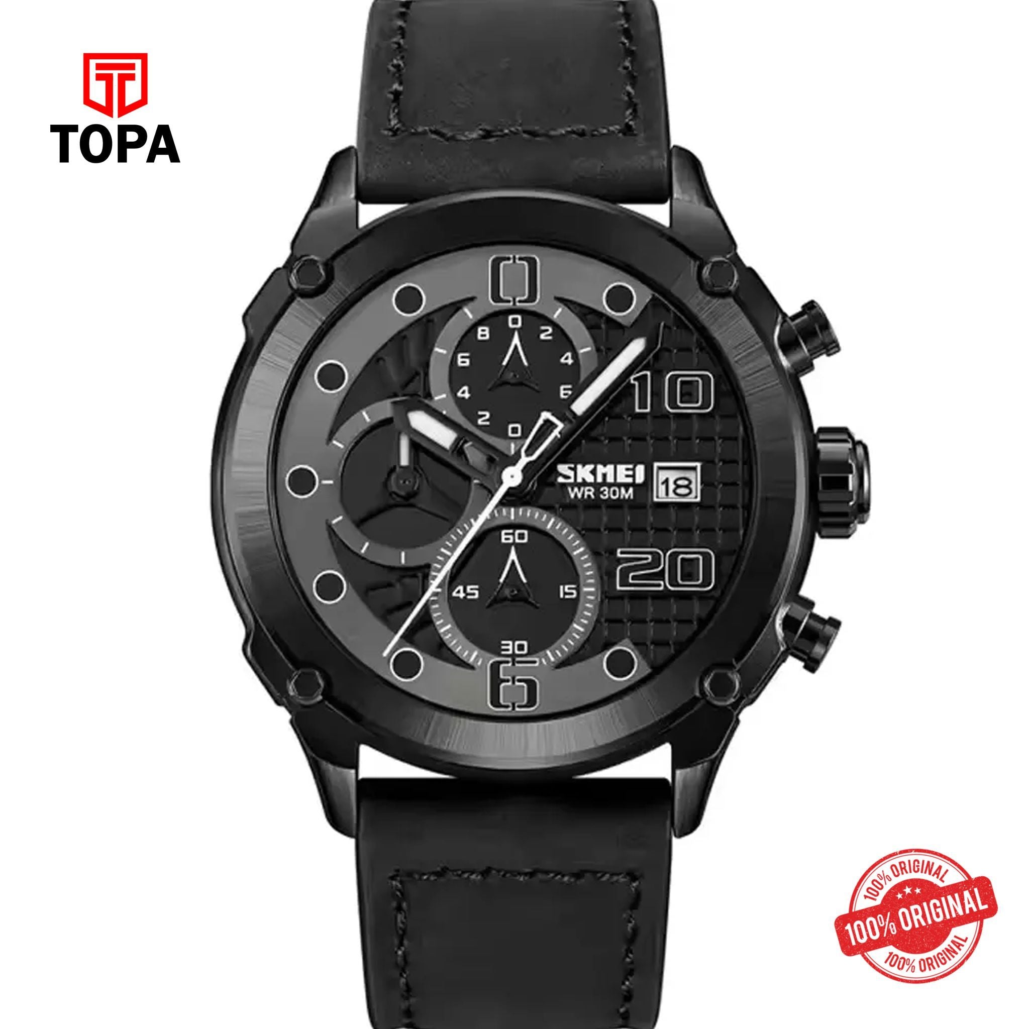 Topa Skmei-2051-BLK-Leather-Band-Men-Watch - Product Image 1
